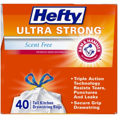  Hefty Ultra Strong Multipurpose Trash Bags, Black Large  Flexible Bags with Drawstring, White Pine Breeze Scent, 30 Gallon Bags, 25  CT Bags Per Pack (Pack of 2) : Health & Household