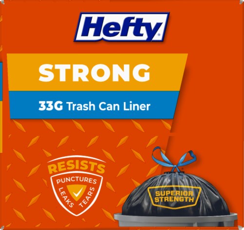 Hefty Strong 33-Gallon Trash Can Liner Extra Large Drawstring Trash Bags Perspective: bottom