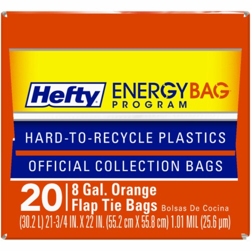 Hefty Energy Bag Program 8 Gallon Orange Flap Tie Bags Perspective: bottom