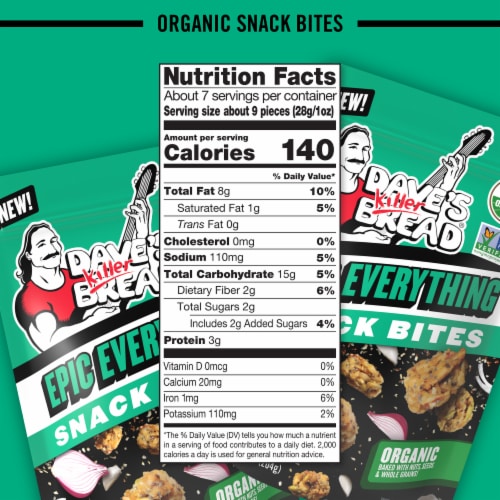 Dave's Killer Bread Epic Everything Organic Snack Bites, Everything Flavor Organic Snacks, 7.2 oz Perspective: bottom