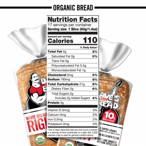 Dave's Killer Bread White Bread Done Right, Artisan-Style Organic White Bread, 24 oz Loaf Perspective: bottom