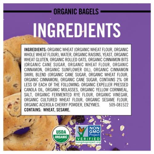 Dave's Killer Bread Cinnamon Raisin Remix Bagels Organic Bagels Perspective: bottom