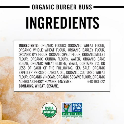 Dave's Killer Bread® Burgers Done Right™ Organic White Bread Hamburger Buns Perspective: bottom