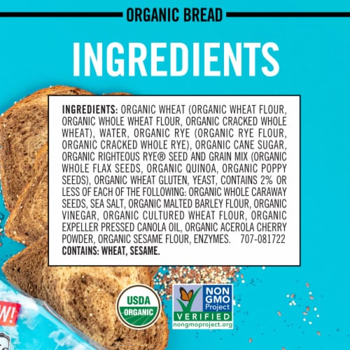 Dave's Killer Bread Righteous Rye Bread Organic Rye Bread Perspective: bottom