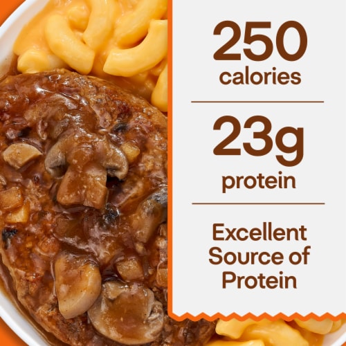 Lean Cuisine Salisbury Steak with Macaroni and Cheese Frozen Meal Perspective: bottom