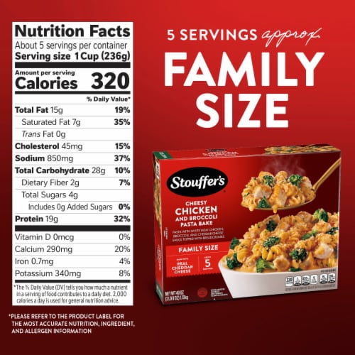 Stouffer's Family Size Chicken & Broccoli Pasta Bake Frozen Meal Perspective: bottom