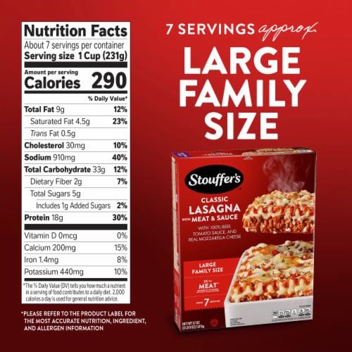 Stouffer's® Classics Lasagna with Meat & Sauce Family Size Frozen Meal Perspective: bottom