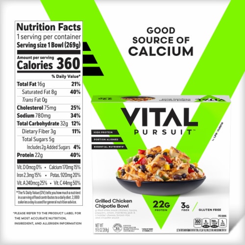 Vital Pursuit Grilled Chicken Chipotle Bowl High Protein Portion Aligned Meal Perspective: bottom