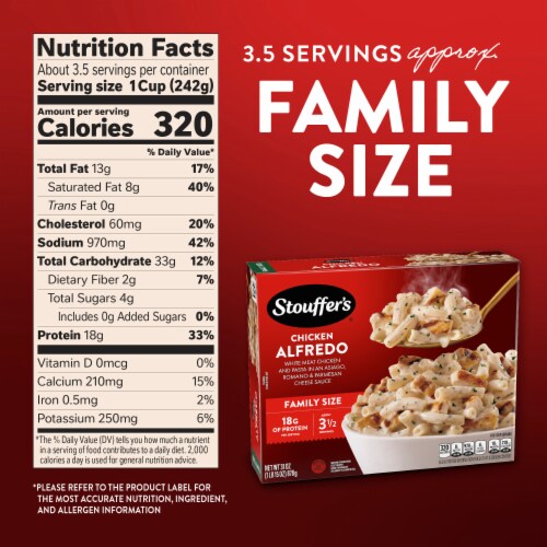 Stouffer’s Chicken Alfredo Pasta Family Size Frozen Chicken Pasta Frozen Dinners Perspective: bottom