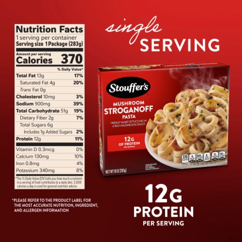 Stouffer’s Mushroom Stroganoff Pasta Single Serve Frozen Mushroom Pasta Easy Meals Perspective: bottom