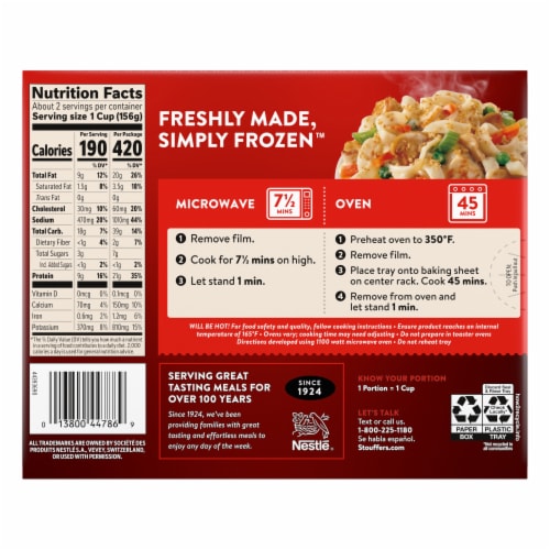 Stouffer's® Escalloped Chicken and Noodles Frozen Meal Perspective: bottom
