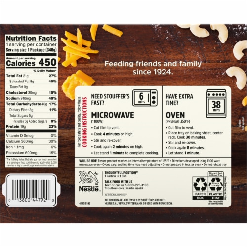Stouffer's Macaroni and Cheese with Broccoli Frozen Meal Perspective: bottom