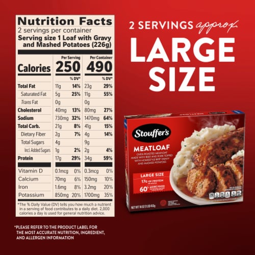 Stouffer’s Meatloaf Large Size Meatloaf Frozen Dinner Easy Meals Frozen Single Meals Perspective: bottom