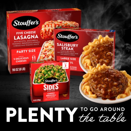 Stouffer’s Salisbury Steak Single Serve Frozen Salisbury Steak Dinner Single Frozen Meals Perspective: bottom