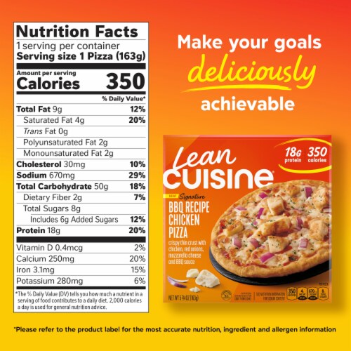 Lean Cuisine Signature BBQ Recipe Chicken Pizza Personal Pizza Perspective: bottom