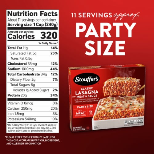 Stouffer's Family Size Lasagna with Meat & Sauce Frozen Meal Perspective: bottom