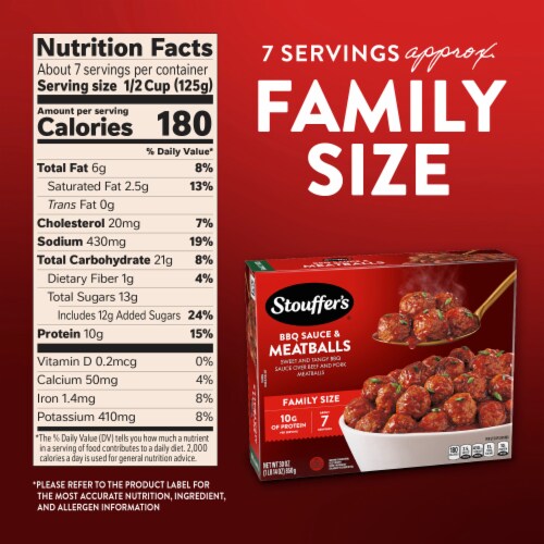 Stouffer’s BBQ Sauce & Meatballs Family Size Frozen Meatballs Perspective: bottom