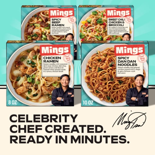 Mings Sweet Chili Chicken & Broccoli Rice Noodles Frozen Asian Food Perspective: bottom