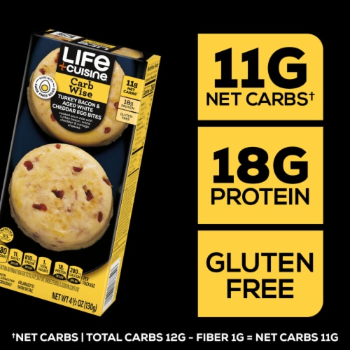 Life Cuisine Uncured Turkey Bacon & Aged White Cheddar Egg Bites Frozen Meal Perspective: bottom