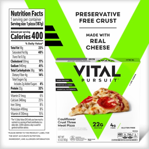 Life Cuisine Gluten Free Cauliflower Crust Three Meat Frozen Pizza Perspective: bottom