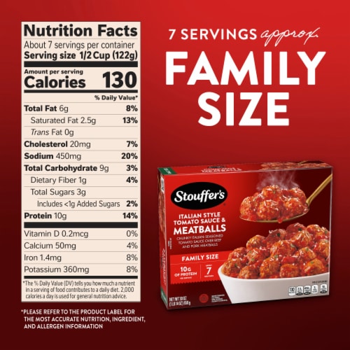 Stouffer’s Italian Style Tomato Sauce & Meatballs Family Size Frozen Meatballs Perspective: bottom