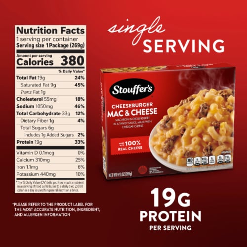 Stouffer’s Cheeseburger Mac & Cheese Single Serve Single Frozen Meals Perspective: bottom