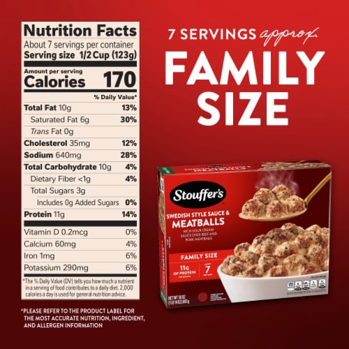 Stouffer’s Swedish Style Sauce & Meatballs Family Size Frozen Meatballs Perspective: bottom