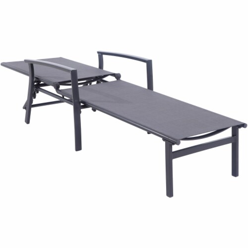 Hanover NAPLESCHS-GRY Aluminum Adjustable Outdoor Chaise Lounge Gray Perspective: bottom