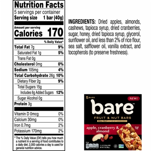 Bare® Apple Cranberry & Almond Fruit and Nut Bars Perspective: bottom