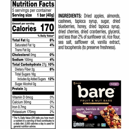 Bare® Apple Berries & Cherry Fruit and Nut Bars Perspective: bottom