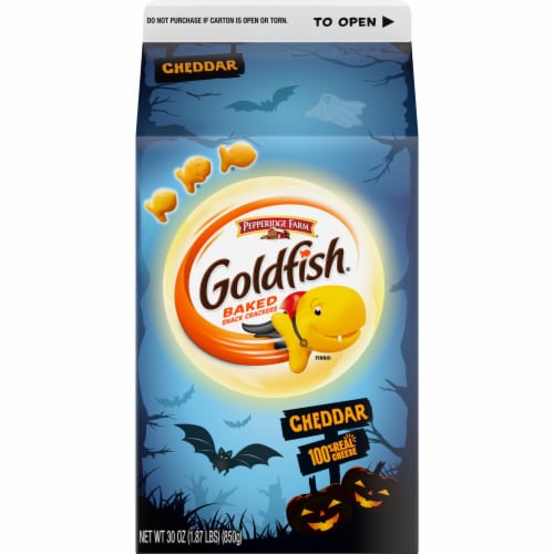 Goldfish Cheddar Crackers Snack Crackers Halloween Edition Perspective: bottom