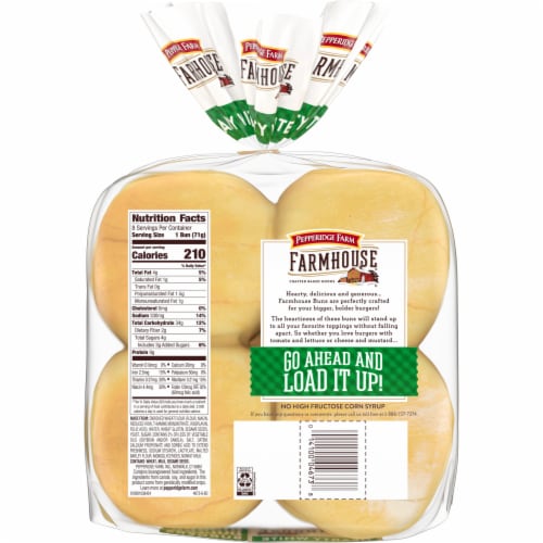 Pepperidge Farm Farmhouse® Hearty White Hamburger Buns Perspective: bottom
