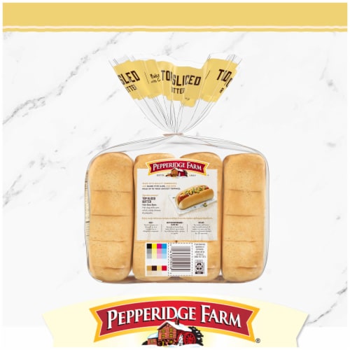 Pepperidge Farm Butter Hot Dog Buns Top Sliced Perspective: bottom