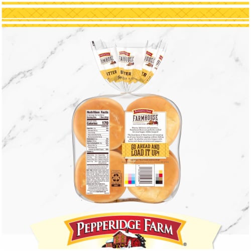Pepperidge Farm Farmhouse Butter Hamburger Buns, 8-Pack Bag Perspective: bottom