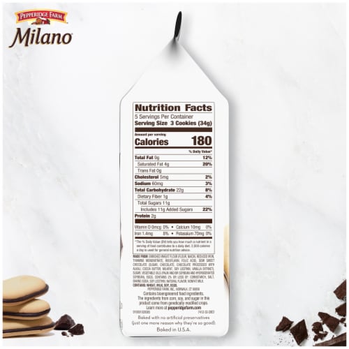 Pepperidge Farm® Milano® Dark Chocolate Cookies Perspective: bottom