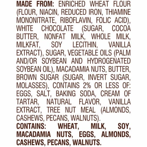 Pepperidge Farm Tahoe Crispy White Chocolate Macadamia Nut Cookies Perspective: bottom