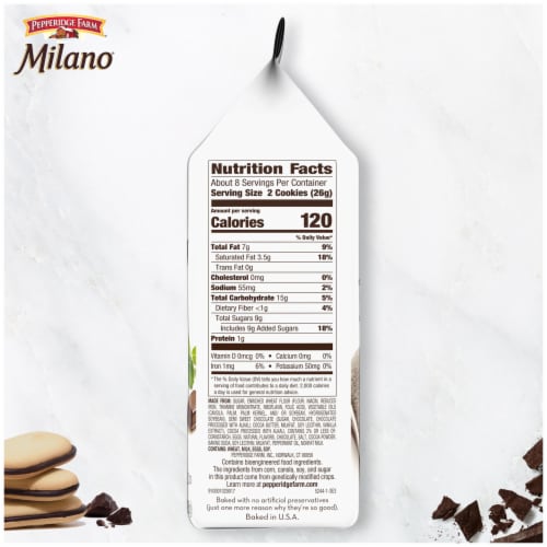 Pepperidge Farm® Milano Mint Chocolate Sandwich Cookies Perspective: bottom