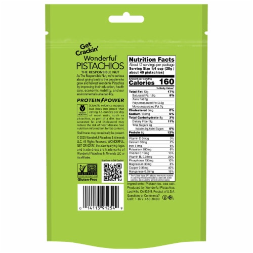 Wonderful Pistachios, No Shells Roasted & Salted Nuts, 12 Ounce Bag Perspective: bottom