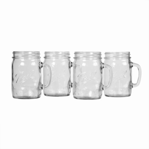 2 Glass Mason Drinking Jars with 2 Sip and Straw Lids (2, 24oz Jar) Clear