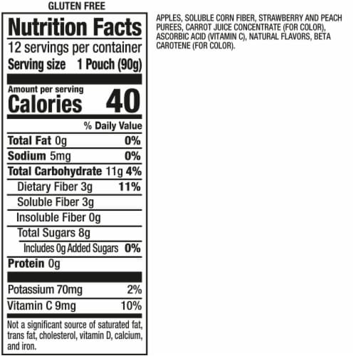 Mott's Mighty No Sugar Added Strawberry Peach Applesauce Pouches Perspective: bottom