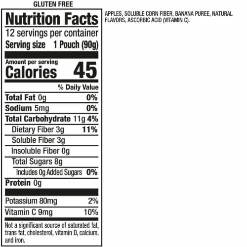 Mott's Mighty No Sugar Added Pineapple Banana Applesauce Pouches Perspective: bottom