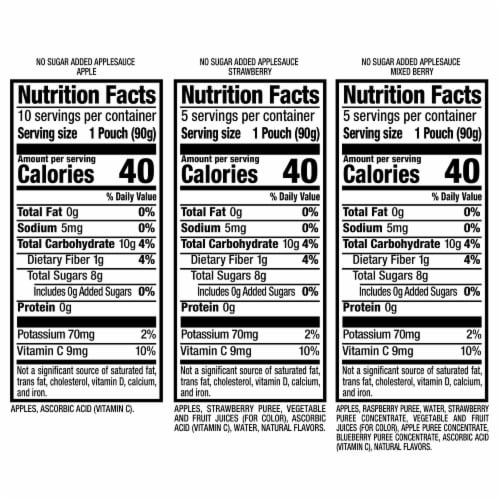 Mott’s No Sugar Added Applesauce Pouches Variety Pack Perspective: bottom
