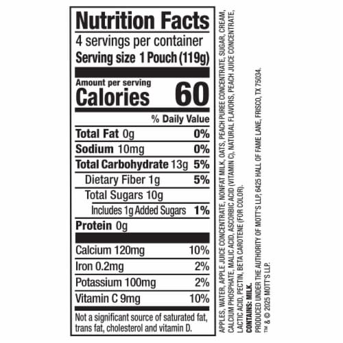 Mott's Vanilla Peach Fruit Smoothie Pouch Perspective: bottom