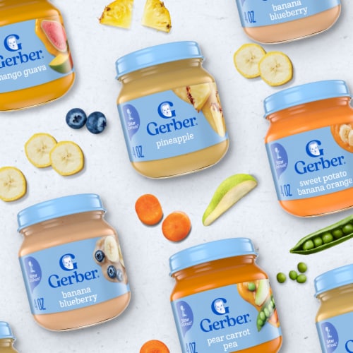 Gerber 2nd Foods Natural for Baby Wonder Foods Banana Blueberry Jar Perspective: bottom