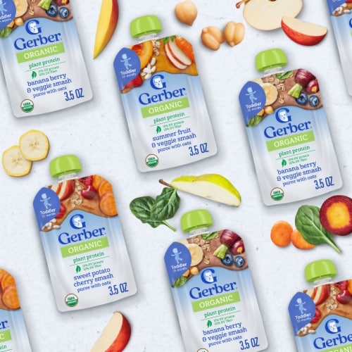 Gerber Organic Plant-tastic Toddler Food Banana Berry & Veggie Smash Pouch Perspective: bottom