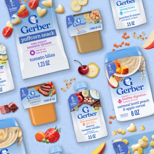 Gerber Fruit & Yogurt Peaches & Cream Toddler Food Perspective: bottom