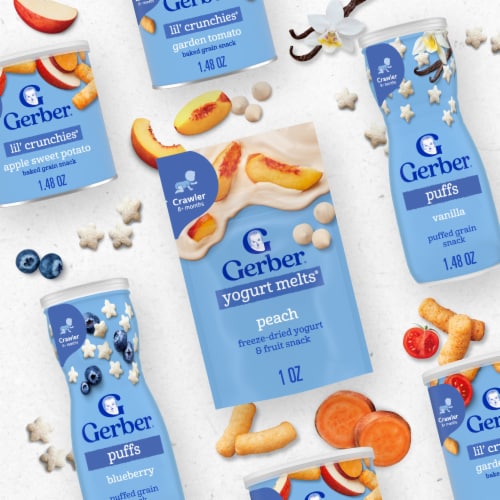 Gerber Snacks for Baby Lil Crunchies Apple Sweet Potato Puffs Perspective: bottom