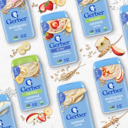Gerber 2nd Foods Baby Cereal Grain & Grow Multigrain Clean Label Project Canister Perspective: bottom