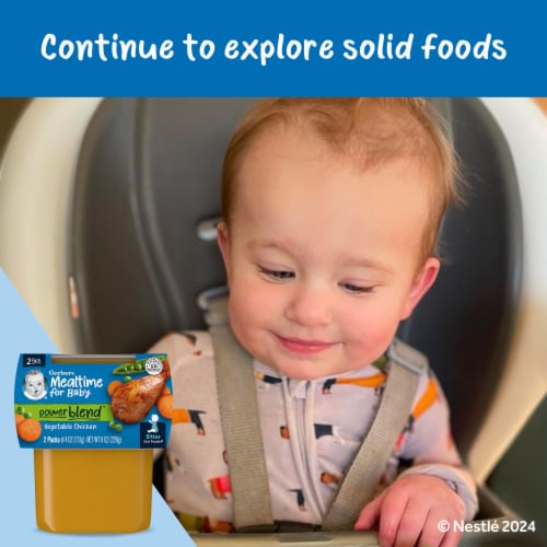 Gerber 2nd Foods Baby Foods Vegetable Chicken Dinner 4 oz Tubs (2 Pack) Perspective: bottom