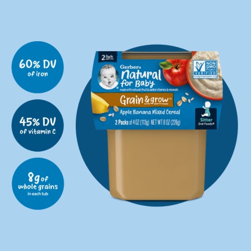 Gerber® 2nd Foods Apple Banana with Mixed Cereal Baby Food Tubs Perspective: bottom